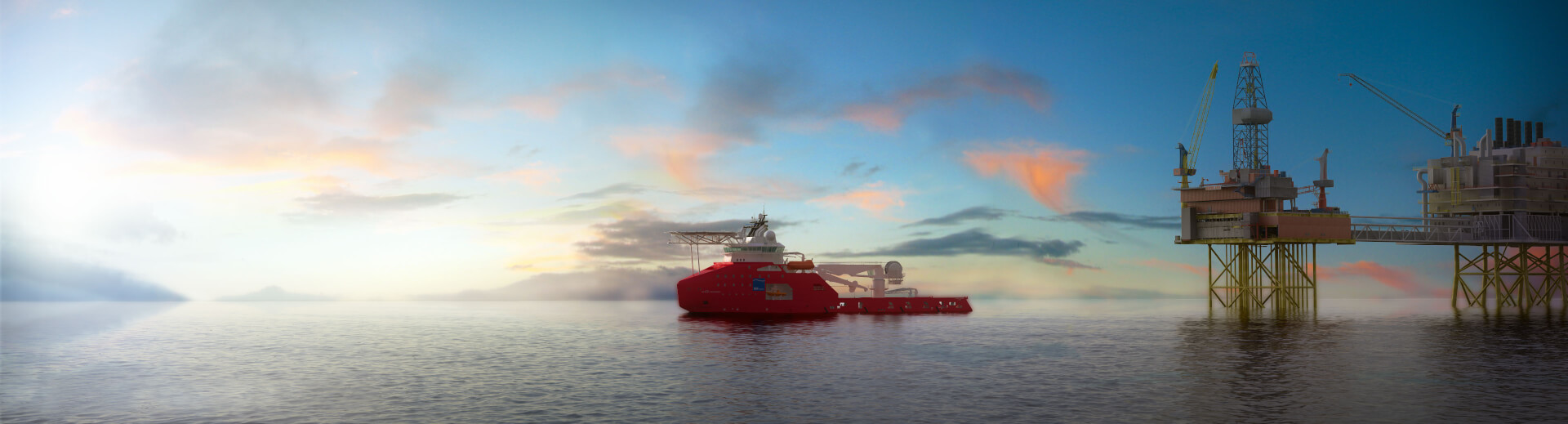 offshore 3d environment vessel and platform - Rendering.no
